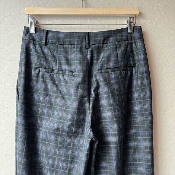 Tibi Trouser Pants Marvel Black Blue Plaid Taylor Straight Leg Ankle Pant Size 4 - Picture 8 of 11